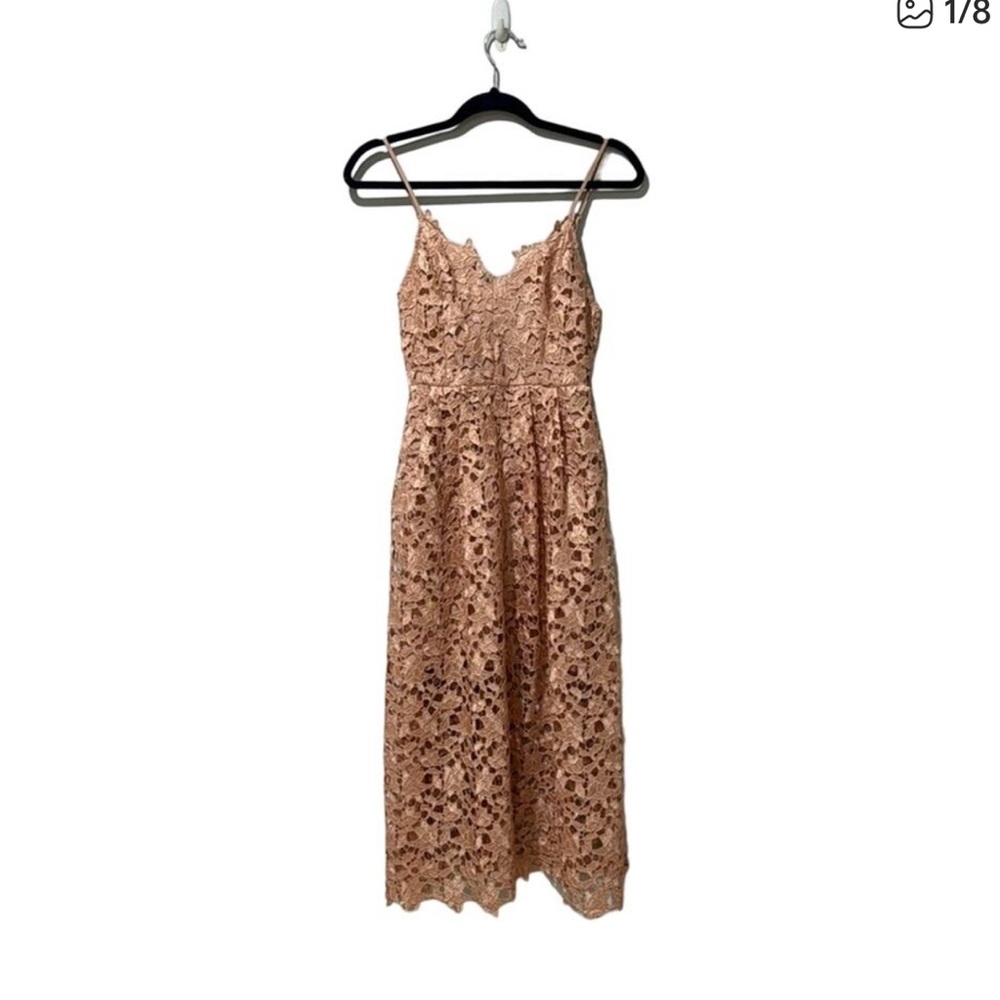 ASTR The Label MIDI A Line Dress Small Rose Gold Wedding Guest Shower Lace